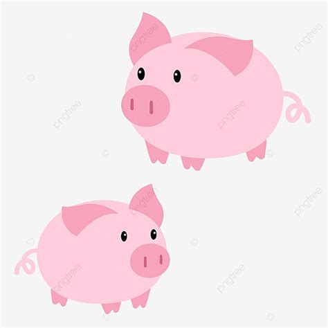 Cartoon Hand Drawn Illustration Of Two Pigs, Cartoon, Hand Draw, Two ...