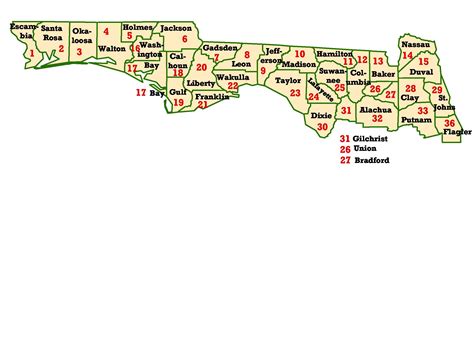 County Map Of Florida Panhandle - U Of A Campus Map