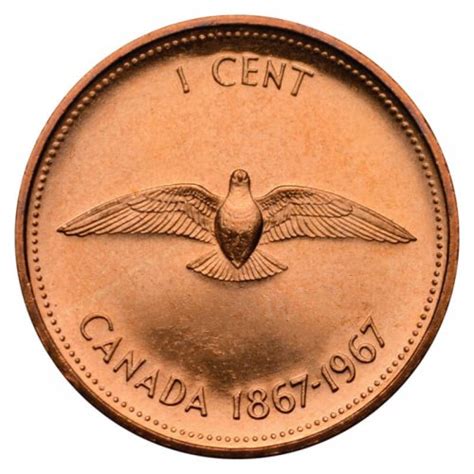 1967 (1867-) Canadian 1-Cent Rock Dove Confederation Centennial Penny ...