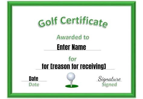 Free Printable Golf Certificates | Customizable