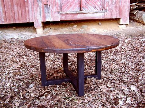Round Coffee Table Wormy Chestnut Table Metal Coffee Table | Etsy