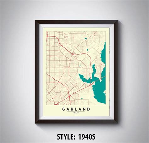 Map of Garland, TX Garland Map Garland Poster Office Décor Wall Art ...