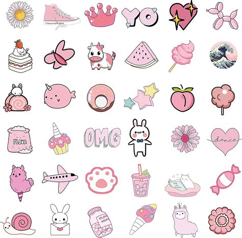 Download Kawaii Aesthetic Pink Stickers Wallpaper | Wallpapers.com