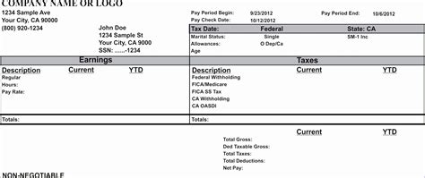 12 Paycheck Stub Template Excel - Excel Templates