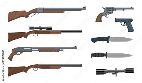 Firearms and ammunition. Military weapon. Army handgun and revolver gun ...