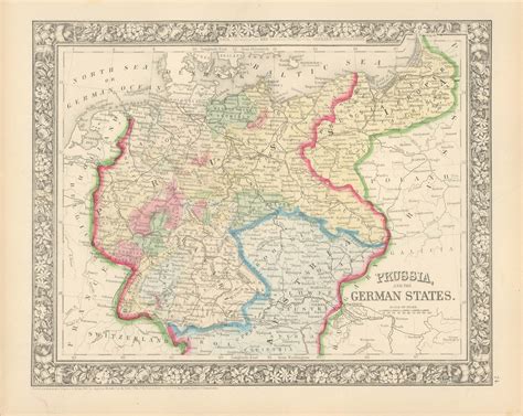 Mitchell's 1865 Map of Prussia and the German States - Art Source ...