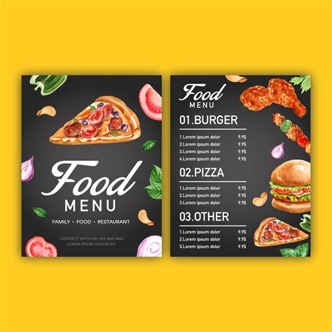 Fast food restaurant menu design. Frame border background menu list ...