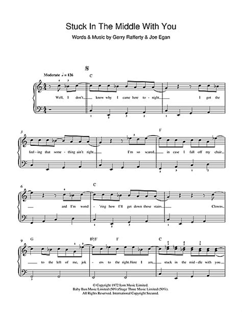 Stealers Wheel "Stuck In The Middle With You" Sheet Music Notes ...