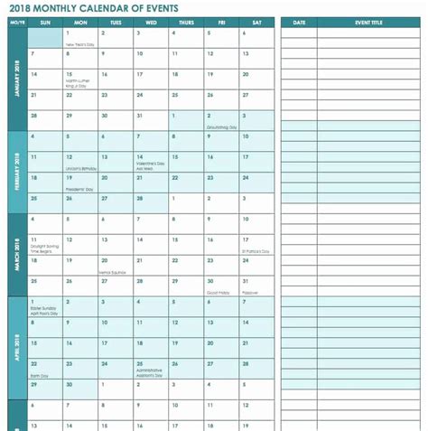 Monthly Calendar Schedule Template Unique 15 Free Monthly Calendar Templates | Event calendar ...