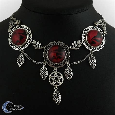 Red pentagram witch necklace by Nyjama on DeviantArt