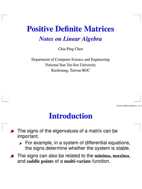 Positive Definite Matrices | Eigenvalues And Eigenvectors | Matrix ...