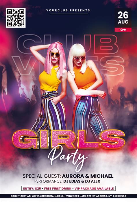 Girls Party Event Flyer Template (PSD) - PixelsDesign