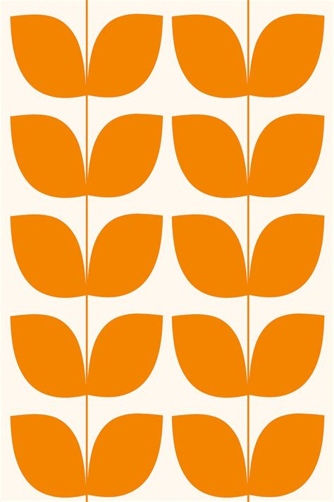 Buy Mid Century Leaves Orange wallpaper - Free shipping