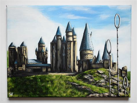 I painted Hogwarts and the Quidditch posts from the first movie! : r/harrypotter