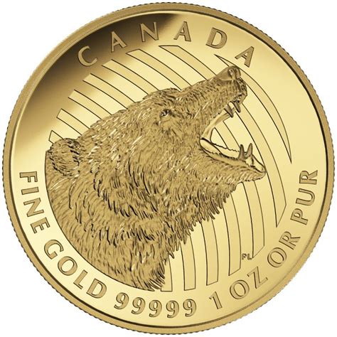 2016 Canadian $200 Roaring Grizzly Bear - 1 oz Pure Gold Coin