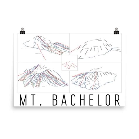 Mt. Bachelor Ski Map Art, Mt. Bachelor Oregon, Mt. Bachelor Trail Map, Oregon Art, Oregon Map ...