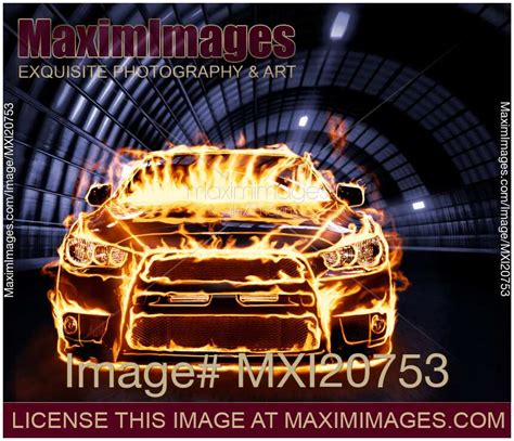 Image of Sports Car in Flames | Stock Image MXI20753