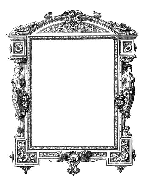 Digital Stamp Design: Antique Frame Artwork Digital Illustration Decorative Border Clip Art ...