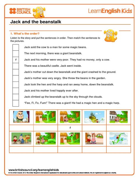 Stories Jack and the Beanstalk Worksheet Final 2012-11-01