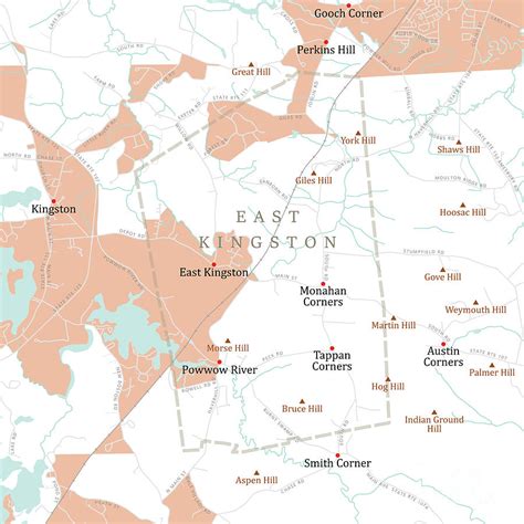 NH Rockingham East Kingston Vector Road Map Digital Art by Frank Ramspott - Pixels