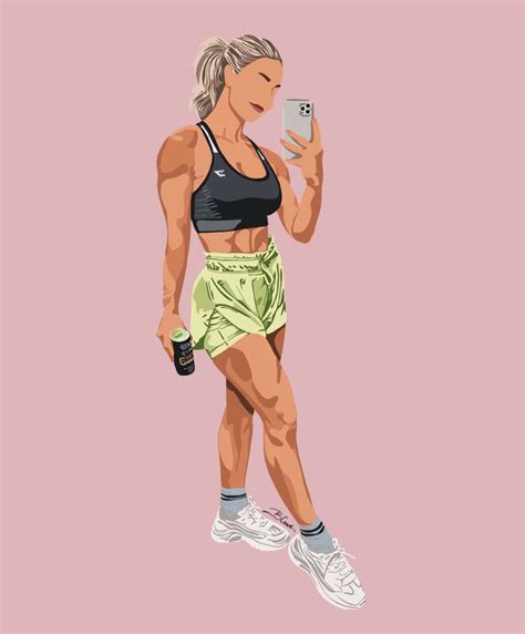 #Gymshark: Illustrated Art of a Strong Woman Working Out