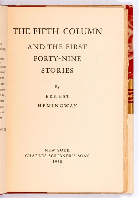 The Fifth Column and The First Forty-Nine Stories von HEMINGWAY, Ernest ...