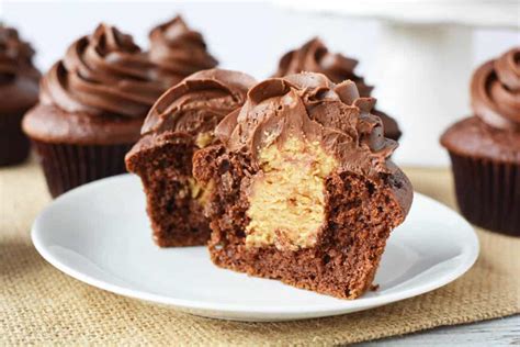 Peanut Butter Filled Chocolate Cupcakes