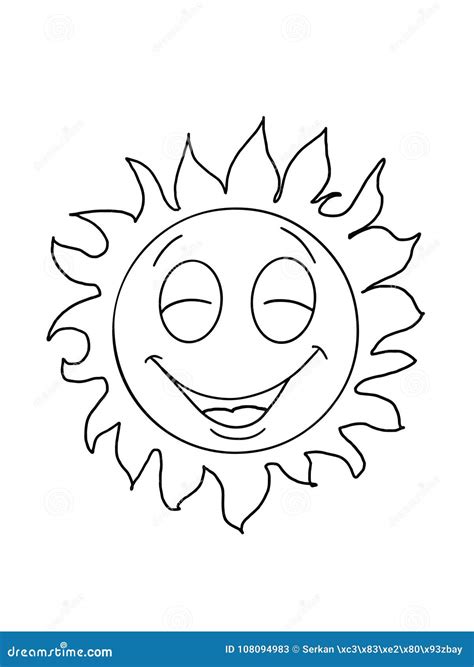 Cute Sun Smiling and Happy Illustration Drawing Cartoon and White Background Stock Vector ...