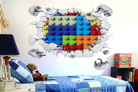 Lego Bricks Wall Decal Colour Kids Bedroom Sticker Playroom Nursery ...