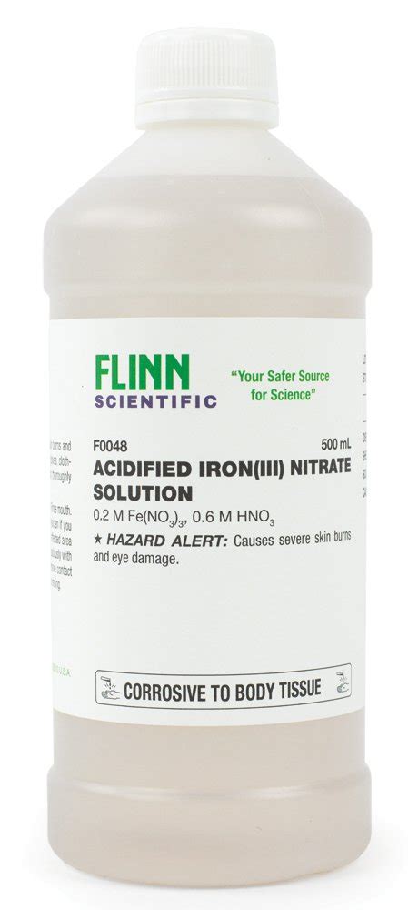 Iron(III) Nitrate Solution, Acidified, 500 mL | Flinn Scientific