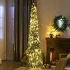 Homcom 7 Ft Pencil Prelit Artificial Christmas Tree Holiday Decoration With Snow-flocked ...