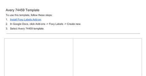 Template compatible with Avery 74459 (Made by FoxyLabels.com) - Google Docs