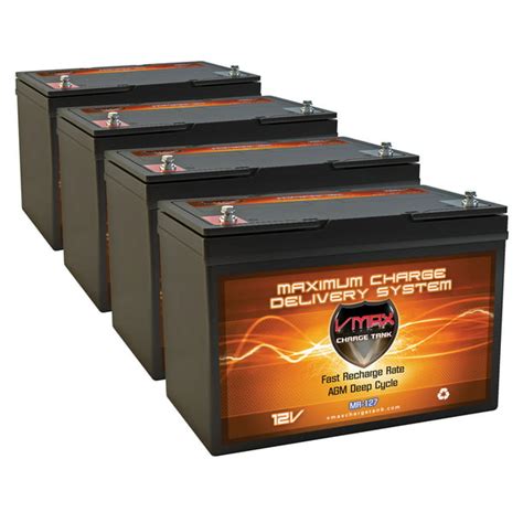 QTY4 VMAX MR127-100 12V 100AH AGM Deep Cycle Group 27 Batteries for ...