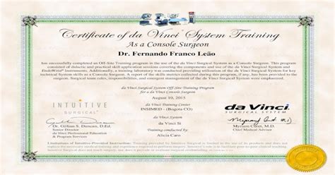 (PDF) Certificate of da Vinci System Training - Dr. Fernando Leão ...