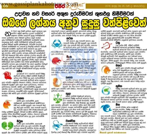 පුවත්පත් පලාපල එකතුව - Newspaper Lagna palapala 2016 | Sri Lanka ...