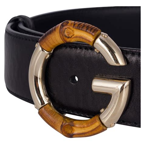 Gucci Black Leather G Bamboo Buckle Belt 91cm