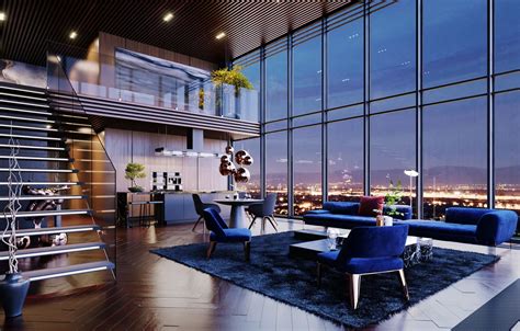 Wallpaper space, interior, penthouse, living room, USA Luxury Life ...