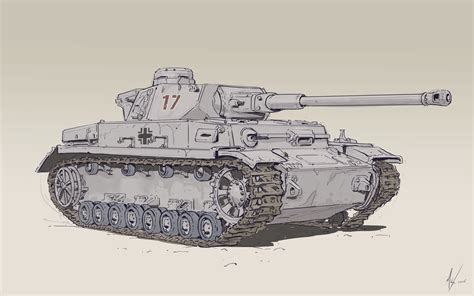 Wallpaper : Michal Kus, artwork, digital art, illustration, tank, panzer IV, vehicle, sketches ...
