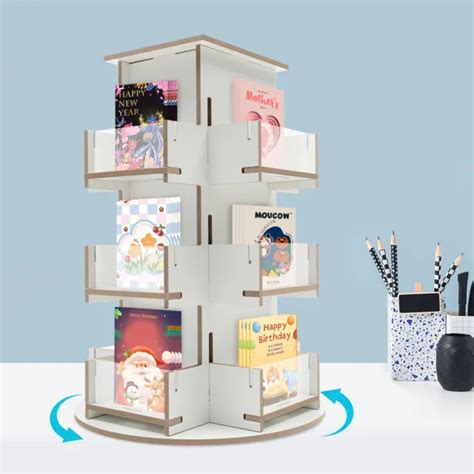 3-TIER ROTATING GREETING Card Display Stand, Wood Display Rack for Cards Sticker $38.95 - PicClick