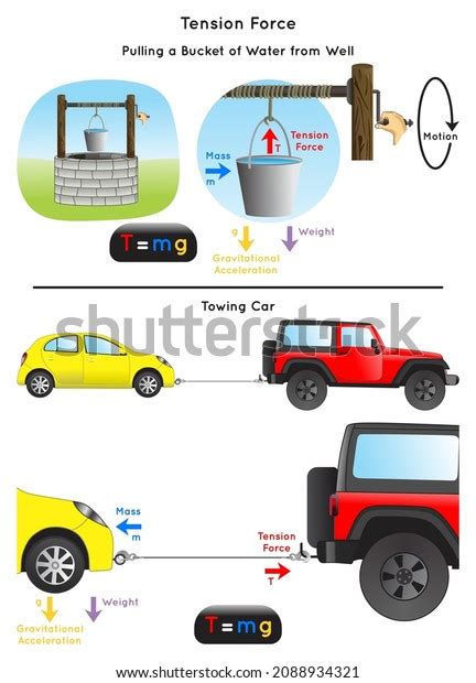 Tension Force Infographic Diagram Example Pulling Stock Vector (Royalty ...