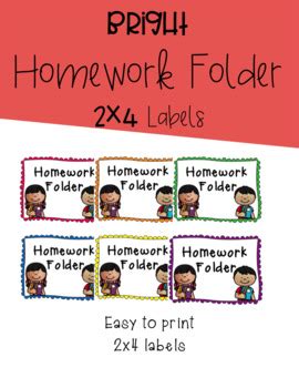 2x4 Homework Folder Labels by iTeach2ndAnaB | Teachers Pay Teachers