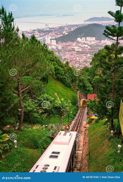 Cable car down Penang Hill stock photo. Image of penang - 40787344