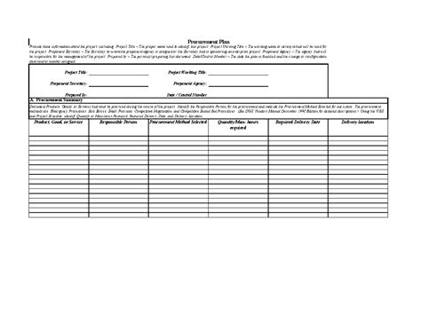 Excel Template: Procurement Plan Template (Excel template XLS) - FlevyPro Document | Flevy