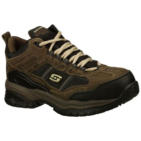 Skechers Soft Stride - Canopy Men Size 9 Brown/Black Leather Work Shoe-77027EW - The Home Depot