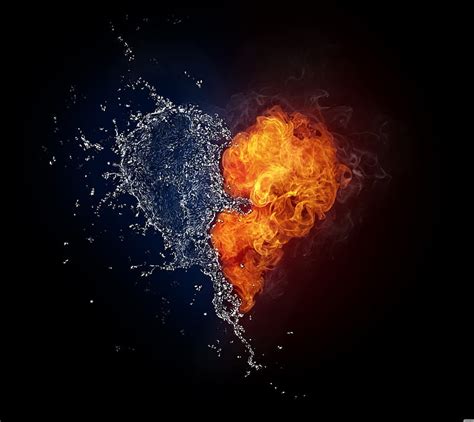 Water and Fire, heart, HD wallpaper | Peakpx