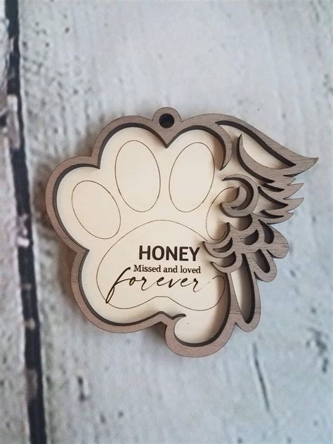 Paw Print Memorial Pet Ornament RIP Dog Remember Christmas Loss of Pet ...