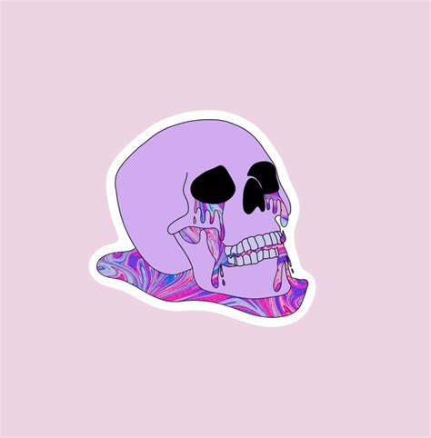 Melting Skeleton Sticker Trippy Skeleton Sticker Melting - Etsy