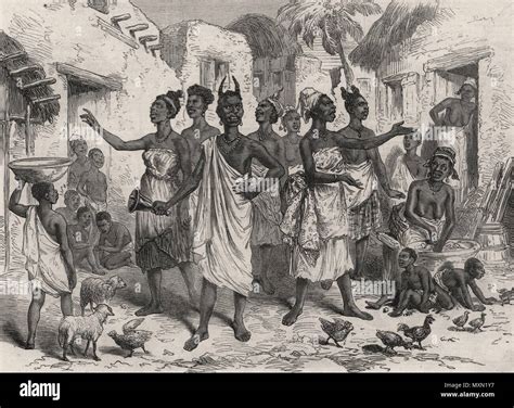 The Gold Coast (Ghana) Summoning bearers to Cape Castle. Ghana 1874. The Illustrated London News ...