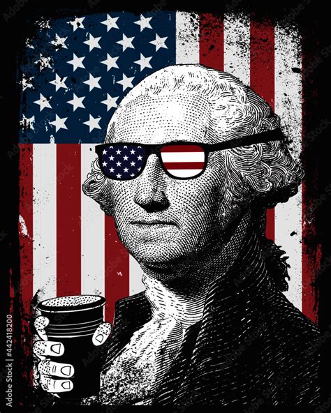 George Washington First President of the United States of America USA Grunge American Flag ...