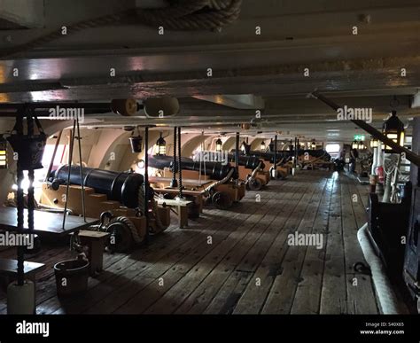 HMS Victory interior showing canons, Portsmouth England May 2018 Stock Photo - Alamy